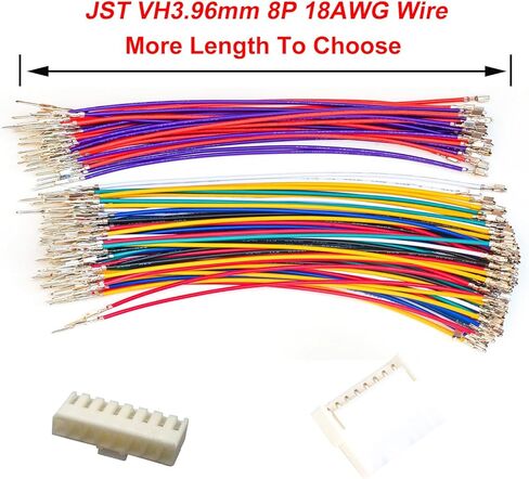 سلك تمديد VH3.96mm موصل ذكر وأنثى وكابلات مجعدة مسبقًا 18AWG، موصل JST 2/3/4/5/6/7/8/9/10/12 دبوس بطول 10/20/50/80/100 سم سلك (مجموعة واحدة MF 9Pin-100CM) in Kuwait