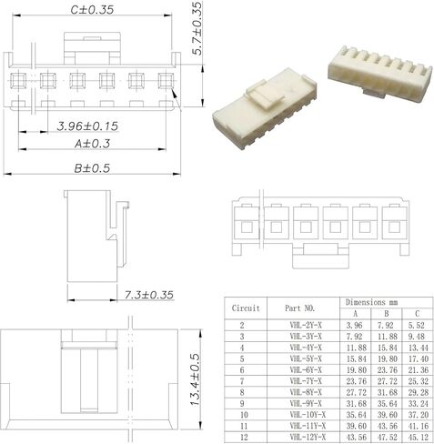 سلك تمديد VH3.96mm موصل ذكر وأنثى وكابلات مجعدة مسبقًا 18AWG، موصل JST 2/3/4/5/6/7/8/9/10/12 دبوس بطول 10/20/50/80/100 سم سلك (مجموعة واحدة MF 9Pin-100CM) in Kuwait