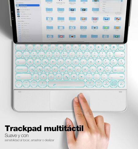 Funda Teclado for iPad Air 13" (M2) 2024، Teclado iPad Pro 12,9" (6.ª/5.ª/ 4.ª/3.ª Gen) لوحة التتبع Magic Type Keyboard Retroiluminado Bluetooth Teclado QWERTY Español Ñ، بلانكو in Kuwait