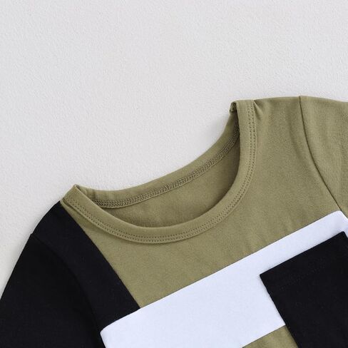 Toddler Baby Boys Summer Outfit Color Block Short Sleeve T-shirt Tops Elastic Waist Shorts Set Infant 2Pcs Clothes in Saudi Arabia
