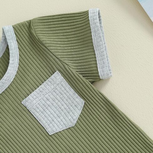 Toddler Baby Boys Summer Outfit Color Block Short Sleeve T-shirt Tops Elastic Waist Shorts Set Infant 2Pcs Clothes in Saudi Arabia