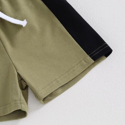 Toddler Baby Boys Summer Outfit Color Block Short Sleeve T-shirt Tops Elastic Waist Shorts Set Infant 2Pcs Clothes in Saudi Arabia