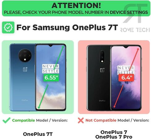 حافظة Rome Tech مع مشبك حزام لهاتف OnePlus 7T [ليس لـ OP7] مجموعة حافظة نحيفة شديدة التحمل - غطاء هاتف متين مع مسند متوافق مع OnePlus 7T - أسود in Saudi Arabia