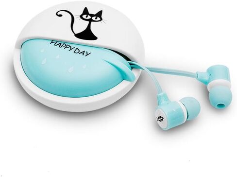 QearFun Stereo 3.5mm in Ear Cat Earphones Earbuds with Microphone with Earphone Storage Case for Smartphone MP3 iPod PC Music (Blue) in Saudi Arabia