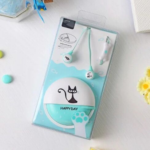 QearFun Stereo 3.5mm in Ear Cat Earphones Earbuds with Microphone with Earphone Storage Case for Smartphone MP3 iPod PC Music (Blue) in Saudi Arabia