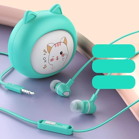 QearFun Stereo 3.5mm in Ear Cat Earphones Earbuds with Microphone with Earphone Storage Case for Smartphone MP3 iPod PC Music (Blue) in Saudi Arabia