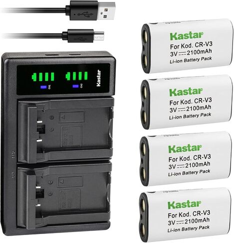 Kastar 3-Pack CR-V3 Battery and LTD2 USB Charger Replacement for Nikon CoolPix 3100, CoolPix 3200, CoolPix 3700, CoolPix 4100, CoolPix 600, CoolPix 700, CoolPix 800, CoolPix 950, CoolPix 990 in Saudi Arabia