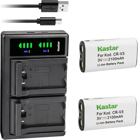 Kastar 3-Pack CR-V3 Battery and LTD2 USB Charger Replacement for Nikon CoolPix 3100, CoolPix 3200, CoolPix 3700, CoolPix 4100, CoolPix 600, CoolPix 700, CoolPix 800, CoolPix 950, CoolPix 990 in Saudi Arabia