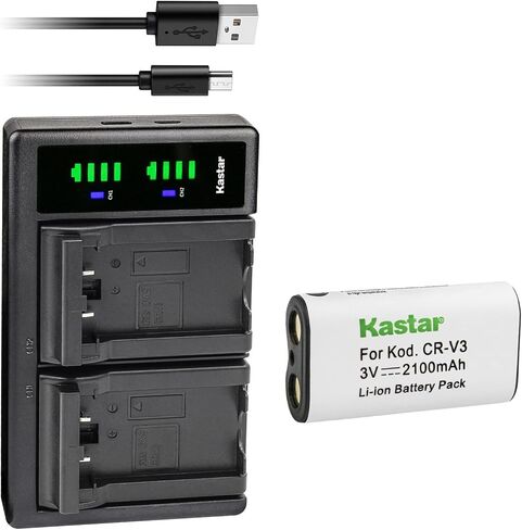 Kastar 3-Pack CR-V3 Battery and LTD2 USB Charger Replacement for Nikon CoolPix 3100, CoolPix 3200, CoolPix 3700, CoolPix 4100, CoolPix 600, CoolPix 700, CoolPix 800, CoolPix 950, CoolPix 990 in Saudi Arabia