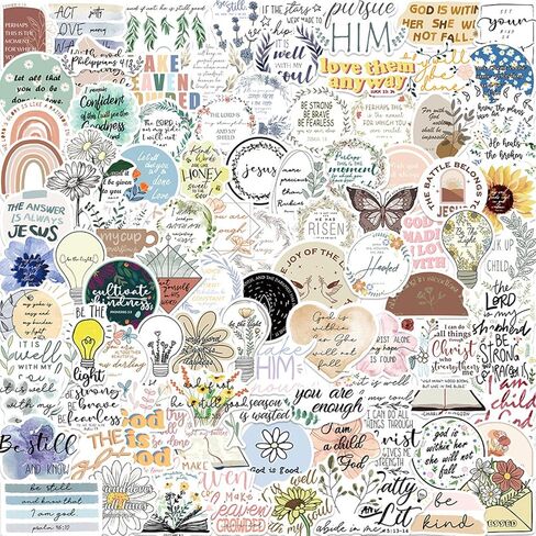 ملصقات مسيحية، 100 قطعة من ملصقات آيات الكتاب المقدس الملهمة لزجاجات المياه وأجهزة الكمبيوتر المحمولة وملصقات الإيمان للأطفال والمراهقين والفتيات والنساء والهدايا المسيحية in Kuwait