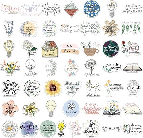 ملصقات مسيحية، 100 قطعة من ملصقات آيات الكتاب المقدس الملهمة لزجاجات المياه وأجهزة الكمبيوتر المحمولة وملصقات الإيمان للأطفال والمراهقين والفتيات والنساء والهدايا المسيحية in Kuwait