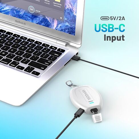 USB-C Keychain Portable Charger, 1600mAh Mini Power Bank Ultra-Compact Battery Pack Power Emergency pod for Android Type-C Samsung, Pixel, Moto etc-Blue in Saudi Arabia