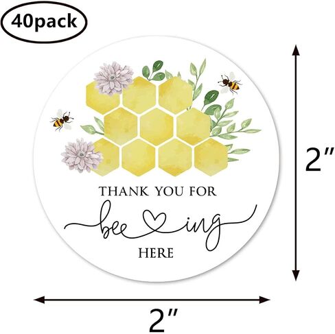 ملصقات Bee Thanks for Beeing Here، ملصقات لحفلات الزفاف وحفلات الزفاف مقاس 2 بوصة، 40 قطعة in Saudi Arabia