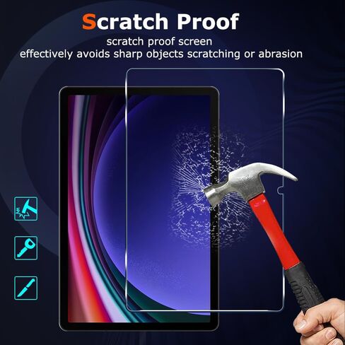 【عبوة من قطعتين】 واقي شاشة Samsung Galaxy Tab S9 مقاس 11 بوصة/Tab S9 FE مقاس 10.9 بوصة مع طبقة مقسى مقاومة للخدش ومقاومة للخدش مقاس 9H in Kuwait