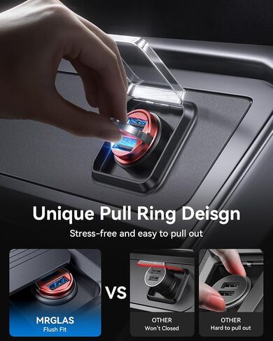 MRGLAS Car Charger, 4.8A [Pull Ring Design] Cigarette Lighter USB Charger,[Smallest All Metal] USB Car Charger Dual Port Car Charger Adapter Compatible with iPhone 14/13/12/11 Samsung Note 9/S10-Red in Saudi Arabia