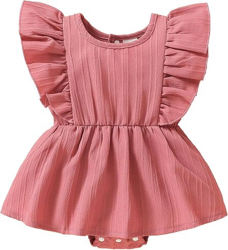 Toddler Baby Girl Romper, Lace Ruffle Ribbed Romper Suspender Skirt Summer Toddler Baby Girl Outfits in Saudi Arabia