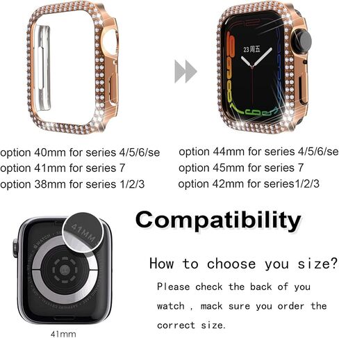 ISENXI Watch Protector cover， compatible with Apple Watch Case 40mm Series Se 6 5 4， PC Plated Hard Bumper, Crystal Diamond Glitter Frame, No Screen Film ， for iWatch Accessories 6pack in Saudi Arabia