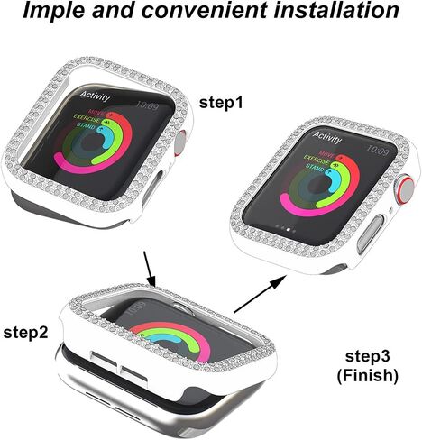 ISENXI Watch Protector cover， compatible with Apple Watch Case 40mm Series Se 6 5 4， PC Plated Hard Bumper, Crystal Diamond Glitter Frame, No Screen Film ， for iWatch Accessories 6pack in Saudi Arabia