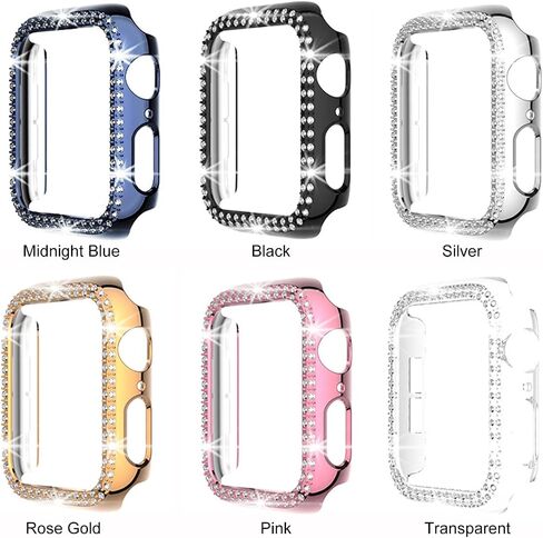 ISENXI Watch Protector cover， compatible with Apple Watch Case 40mm Series Se 6 5 4， PC Plated Hard Bumper, Crystal Diamond Glitter Frame, No Screen Film ， for iWatch Accessories 6pack in Saudi Arabia