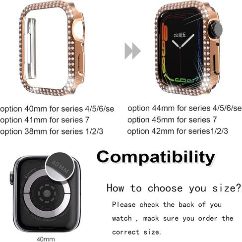ISENXI Watch Protector cover， compatible with Apple Watch Case 40mm Series Se 6 5 4， PC Plated Hard Bumper, Crystal Diamond Glitter Frame, No Screen Film ， for iWatch Accessories 6pack in Saudi Arabia