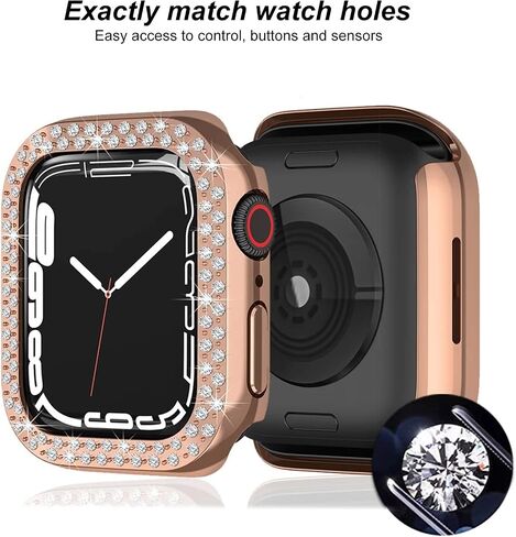 ISENXI Watch Protector cover， compatible with Apple Watch Case 40mm Series Se 6 5 4， PC Plated Hard Bumper, Crystal Diamond Glitter Frame, No Screen Film ， for iWatch Accessories 6pack in Saudi Arabia