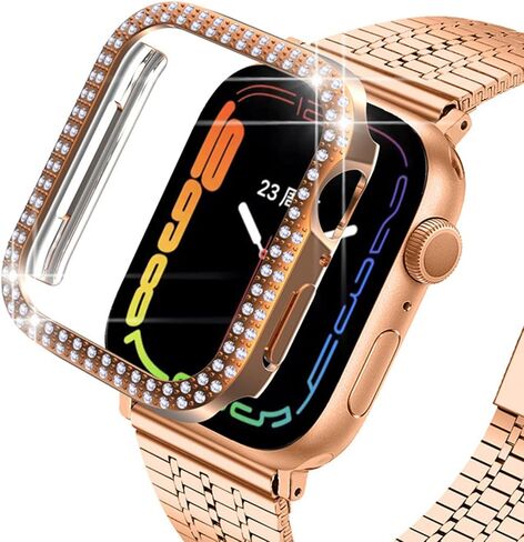ISENXI Watch Protector cover， compatible with Apple Watch Case 40mm Series Se 6 5 4， PC Plated Hard Bumper, Crystal Diamond Glitter Frame, No Screen Film ， for iWatch Accessories 6pack in Saudi Arabia