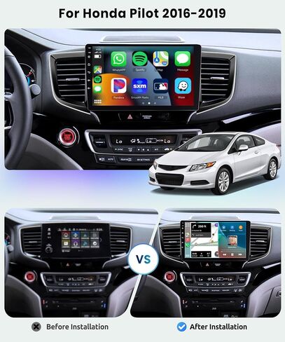 8 Core 4G+64G Car Radio for Honda Pilot 2016 2017 2018 2019, Wireless Apple Carplay Android Auto Car Stereo, 10.1" IPS Touchscreen with WiFi, GPS, Bluetooth,FM/RDS, 32EQ DSP, Rear Camera in Saudi Arabia