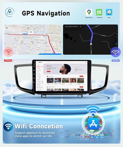 8 Core 4G+64G Car Radio for Honda Pilot 2016 2017 2018 2019, Wireless Apple Carplay Android Auto Car Stereo, 10.1" IPS Touchscreen with WiFi, GPS, Bluetooth,FM/RDS, 32EQ DSP, Rear Camera in Saudi Arabia