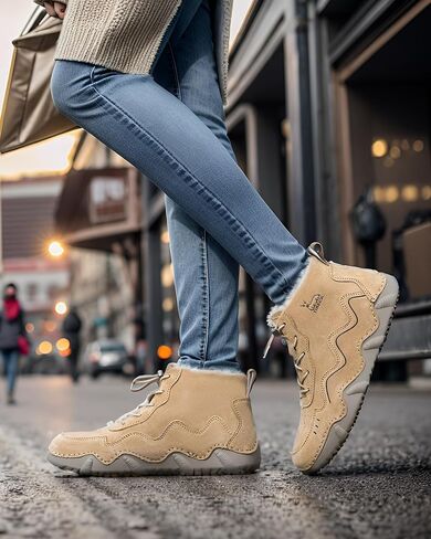 SnowStride Women's Snow Boots for Winter Hiking Walking & Commuting Casual Cozy Fluffy Shoes Slip-On Ankle Bootie in Saudi Arabia