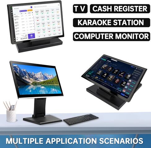 حامل شاشة، حامل مكتب تلفزيون LCD معدني قابل للطي وقابل للتعديل مع فتحة VESA مقاس 10-27 بوصة لشاشة شاشة LED المسطحة/التحكم الصناعي/شاشات اللمس/نظام KTV Vod/سجلات النقد in Kuwait