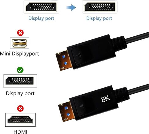 DisplayPort Cable 1.4V, Standard Ultra HD 8K@60Hz Big Displayport Male to Big Displayport Male Video Connector Cable Cord Compatible with Computer/DVD(M to M) in Kuwait