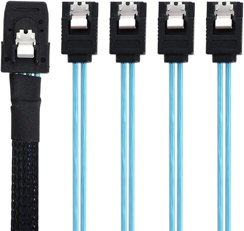 xiwai 6Gbps Internal Mini SAS SFF-8087Host to 4 SATA 7pin Target Hard Disk Cable 1.6FT for Data Server Raid in Saudi Arabia