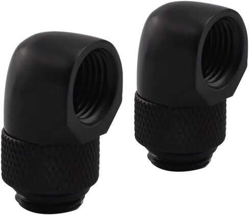 G1/4" ذكر إلى أنثى 90 درجة تركيبات موسع دوارة معززة متعددة الوصلات لأنظمة تبريد المياه للكمبيوتر، أسود، قطعتان in Kuwait