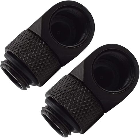 G1/4" ذكر إلى أنثى 90 درجة تركيبات موسع دوارة معززة متعددة الوصلات لأنظمة تبريد المياه للكمبيوتر، أسود، قطعتان in Kuwait