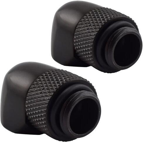 G1/4" ذكر إلى أنثى 90 درجة تركيبات موسع دوارة معززة متعددة الوصلات لأنظمة تبريد المياه للكمبيوتر، أسود، قطعتان in Kuwait