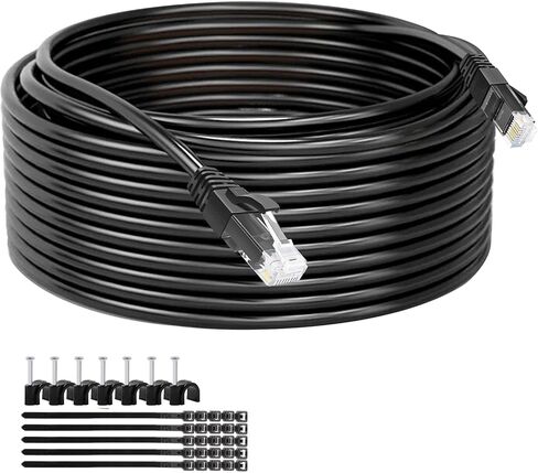 Cat6 Ethernet Cable 100Ft 10 Gbps Cat6 Network Cord Support Cat6 Cat5e Cat5,with 25 Cable Ties,25 Cable Clips in Saudi Arabia