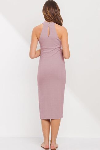 Womens Halter Neck Sleeveless Bodycon Side Slit Maternity Dress in Saudi Arabia