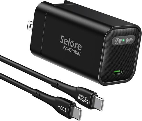 كتلة شاحن USB C، شاحن حائط SELORE 65 وات من النوع C، شاحن MacBook سريع قابل للطي GaN لجهاز MacBook Pro 13 بوصة، MacBook Air 2020، Dell XPS، كمبيوتر محمول، كابل USB C بطول 4 أقدام إلى USB C يتضمن in Kuwait