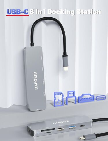USB C Hub HDMI Type C Adapter, DAPOKJD 5 IN1 Type C Converter (HDMI 4K Ethernet USB3.0+2.0 PD100W Input) USB-C Docking Station,Type C Multiport Dongle Compatible for Ipad/MacBook/Switch/Dell//Lenovo in Saudi Arabia