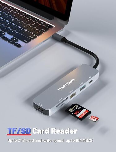 USB C Hub HDMI Type C Adapter, DAPOKJD 5 IN1 Type C Converter (HDMI 4K Ethernet USB3.0+2.0 PD100W Input) USB-C Docking Station,Type C Multiport Dongle Compatible for Ipad/MacBook/Switch/Dell//Lenovo in Saudi Arabia