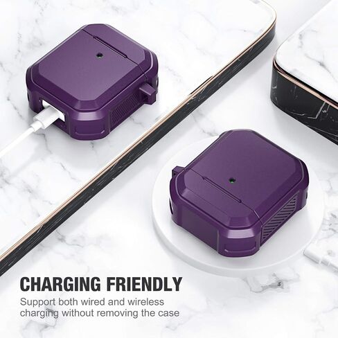 Airpods Case Cover, Ztacking Airpods 2 & 1 Protective Hard Case Rugged Full-Body Shockproof for Men Women with Keychain Front LED Visible Designed for Airpod Case 2nd Generation - Blue in Kuwait