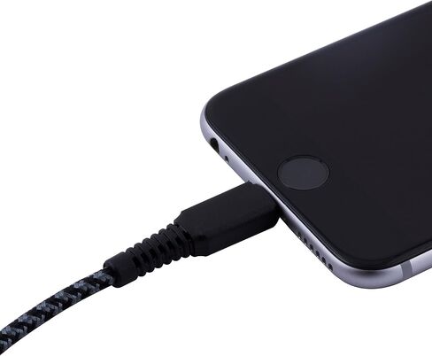 كابل EcoSurvivor USB-A إلى Lightning، بطول 4 أقدام، متين، سلك مضفر، خالٍ من التشابك، معتمد من Apple، متوافق مع أجهزة iPhone، iPad، Macbook، أسود/رمادي، 50% من العطاء الخيري، 37597 in Saudi Arabia