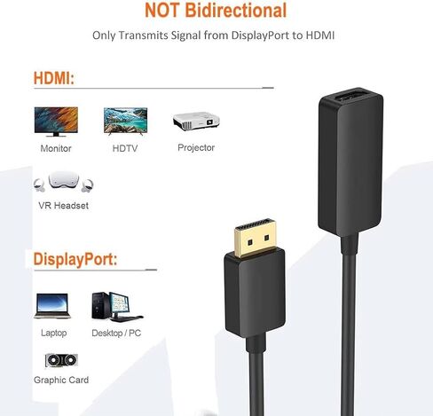 DisplayPort to HDMI Adapter, 0.5ft DP to HDMI Cable(Male to Female) for DisplayPort Enabled Desktops and Laptops Connect to HDMI Displays,1080P,60Hz in Saudi Arabia