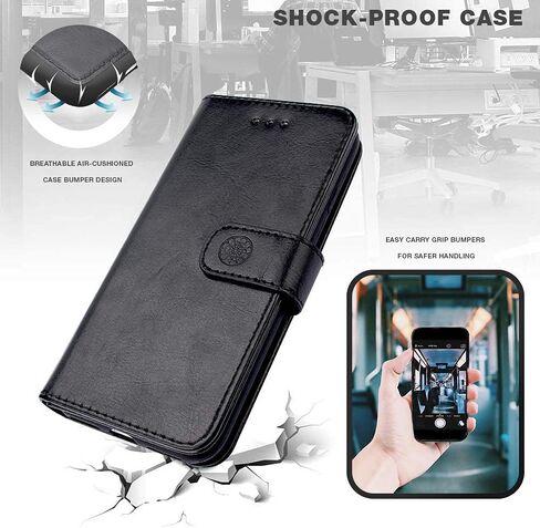 حافظة Shields Up لهاتف iPhone Xs/iPhone X، حافظة محفظة مغناطيسية [قابلة للفصل]، [دعم الشحن اللاسلكي]، متينة مع فتحات للبطاقات وحزام المعصم، غطاء [جلد نباتي] لهاتف Apple iPhone Xs/X - أسود in Saudi Arabia