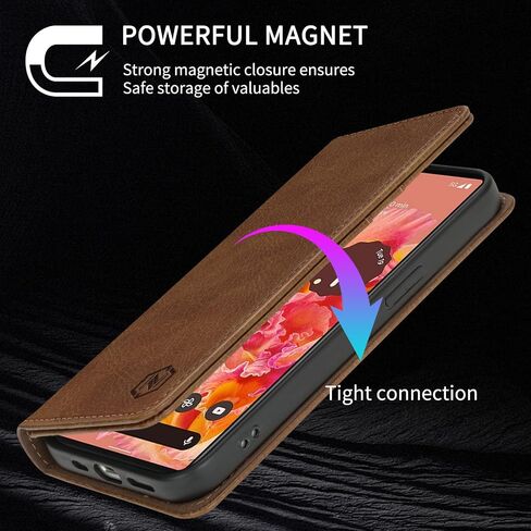 حافظة محفظة لهاتف Google Pixel 6 مع [حجب RFID] حافظة هاتف واقية من الجلد قابلة للطي مغناطيسية قوية لهاتف Google Pixel 6 (6.4 بوصة - بني) in Kuwait
