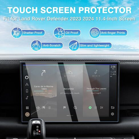 واقي شاشة Karltys مكون من قطعتين لعام 2023 2024 2025 من ملحقات Land Rover Defender 90 110 130 شاشة لمس 11.4 بوصة، واقي زجاجي مقوى 9H غطاء شاشة راديو السيارة مضاد للوهج ومضاد لبصمات الأصابع in Kuwait