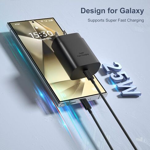 شاحن سيارة شحن سريع من النوع C، مجموعة أدوات شاحن فائقة السرعة Excgood 25 وات USB C محول شاحن حائط لجهاز Galaxy S24 Ultra S23 FE S22 S20 A54 A53 A15 Android، 2X كابل USB C مضفر إلى USB C بطول 6 أقدام in Kuwait