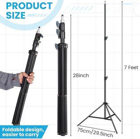 4 Pack Photography Light Stand 7 Feet / 210 cm Alloy Photo Studio Tripod Stands with Bags Portable Photo Video Tripod Stand for Flash, Umbrella, Strobe Light, Camera in Saudi Arabia