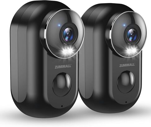 ZUMIMALL Solar Security Cameras Wireless Outdoor - 2 Packs,Wireless Camera for Home Security, 2K Color Night Vision, PIR Motion Detection, IP66 Waterproof, 2.4G WiFi in Kuwait