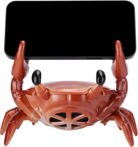 حامل هاتف مع مكبر صوت بلوتوث، حامل هاتف محمول 2 في 1 على شكل سرطان البحر + مكبر صوت بلوتوث، حامل مكبر صوت محيطي متعدد الوظائف 360 درجة للمنزل، الديكور (أحمر) in Kuwait